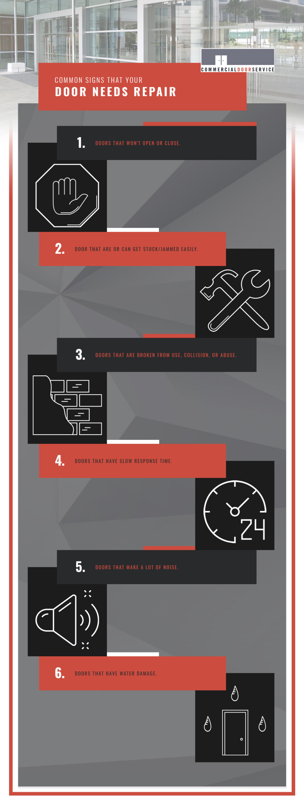 Common Signs That Your Door Needs Repair infographic.